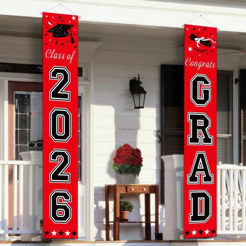 DAZONGE Graduation Decorations 2026, Red and Black Class of 2026 Decorations Graduation Banners for Any Schools or Grades Party Favor - Image 1